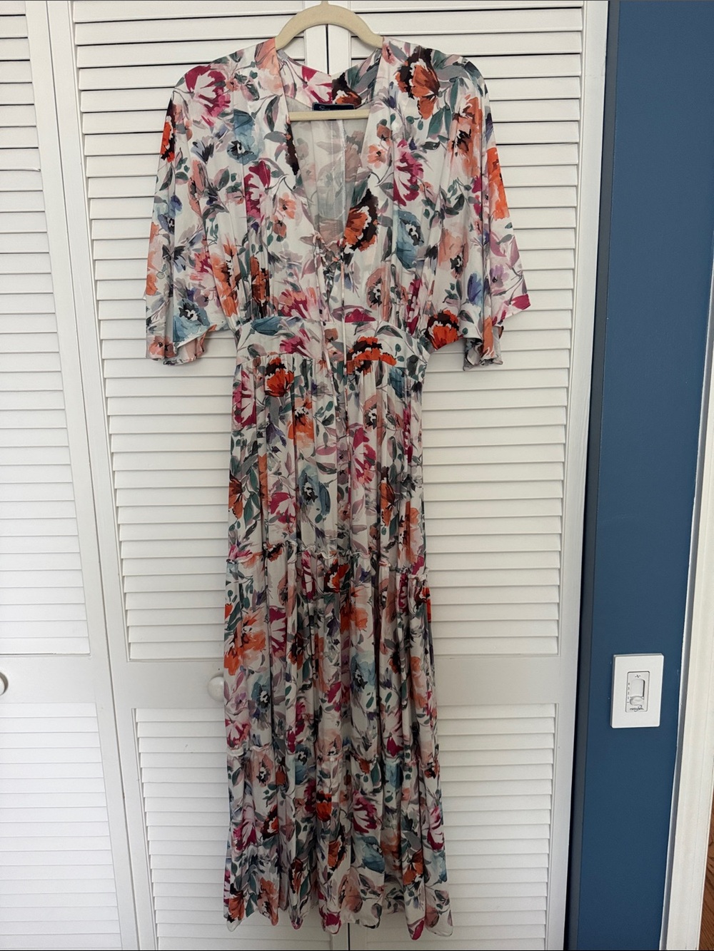 Flowing Floral V-Neck Maxi Dress in Multi Floral